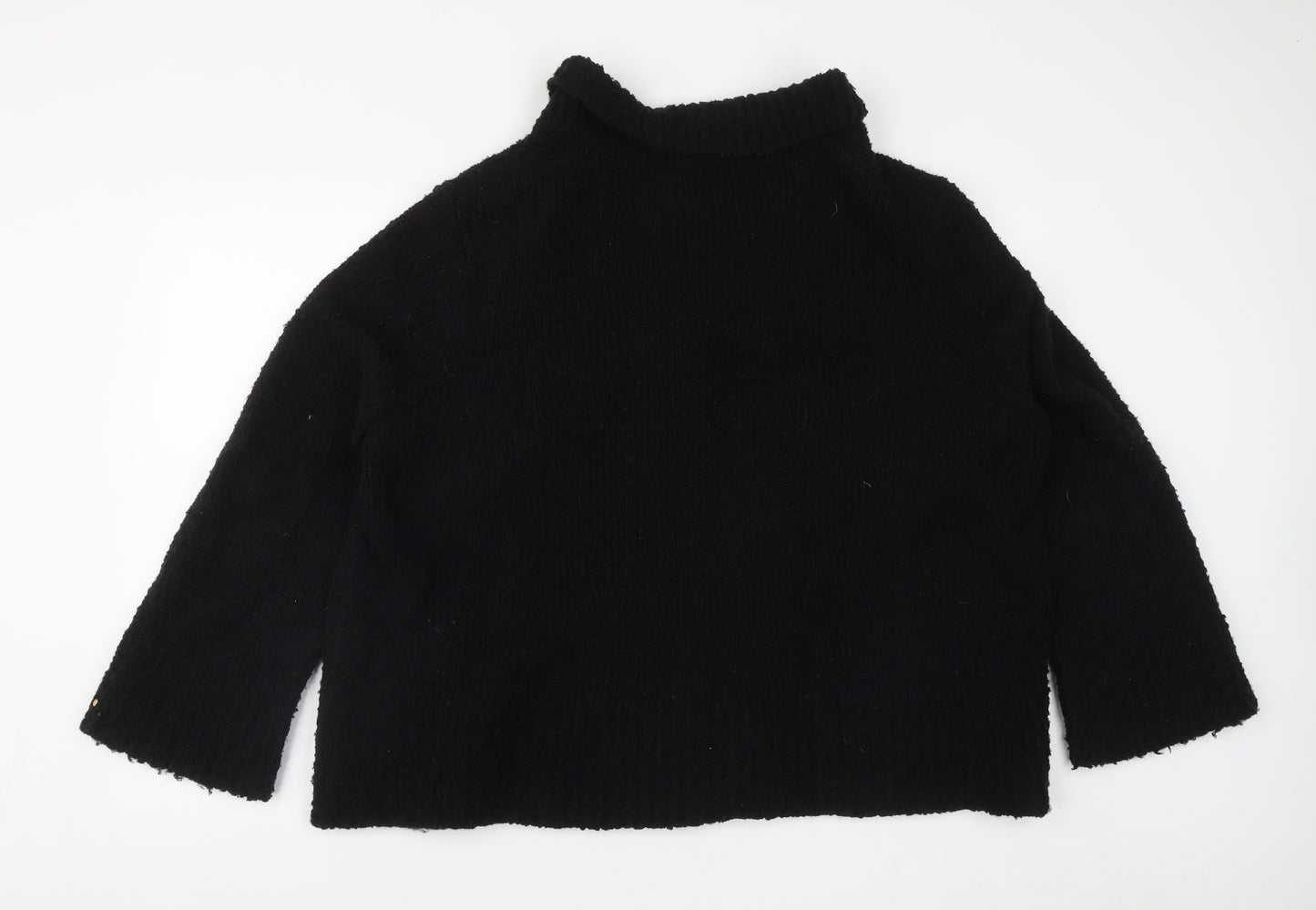 Evans Womens Black Collared  Acrylic Cardigan Jumper Size 26