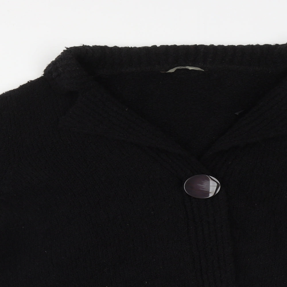 Evans Womens Black Collared  Acrylic Cardigan Jumper Size 26