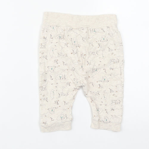 Jainco Baby Beige Geometric Cotton Jogger Trousers Size 12-18 Months