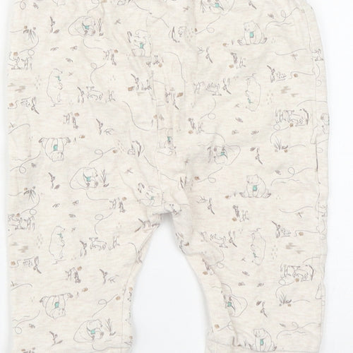 Jainco Baby Beige Geometric Cotton Jogger Trousers Size 12-18 Months