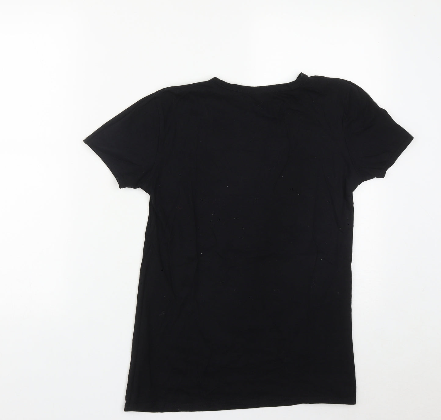 Paisian Womens Black  Cotton Basic T-Shirt Size S Round Neck
