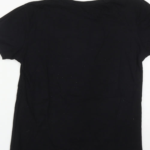 Paisian Womens Black  Cotton Basic T-Shirt Size S Round Neck