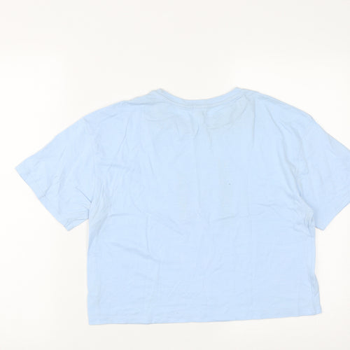 River Island Girls Blue  Cotton Cropped T-Shirt Size 11-12 Years Round Neck