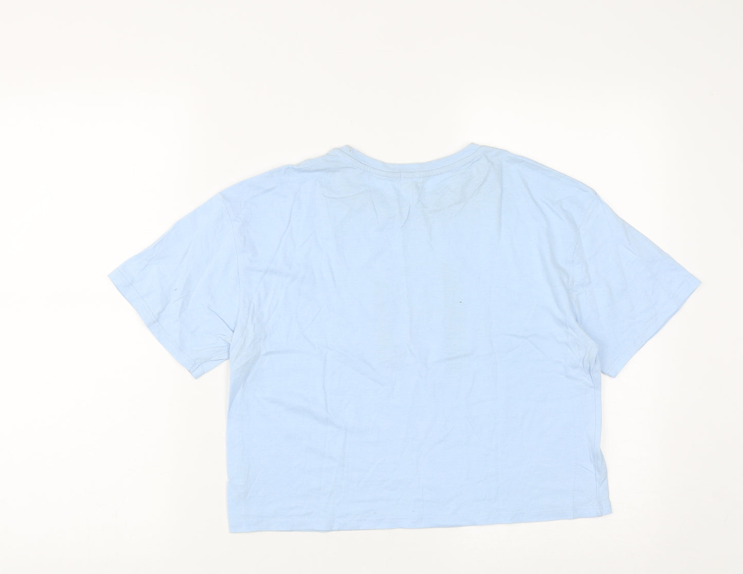 River Island Girls Blue  Cotton Cropped T-Shirt Size 11-12 Years Round Neck