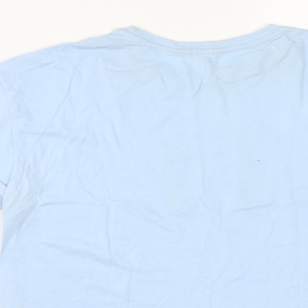 River Island Girls Blue  Cotton Cropped T-Shirt Size 11-12 Years Round Neck
