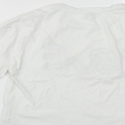 River Island Girls White  Cotton Cropped T-Shirt Size 11-12 Years Round Neck