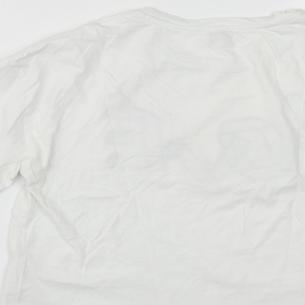 River Island Girls White  Cotton Cropped T-Shirt Size 11-12 Years Round Neck