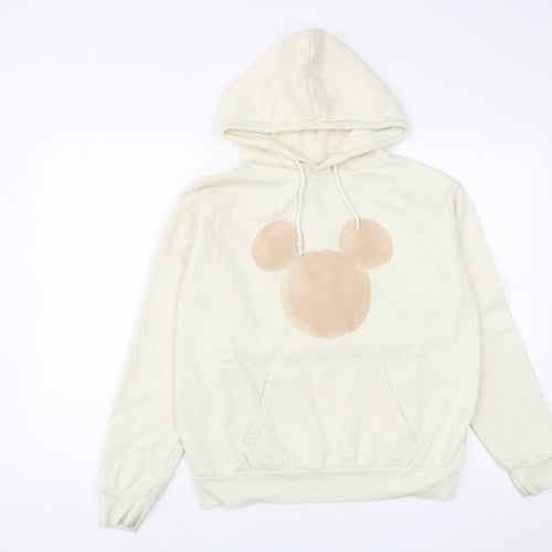 Disney Womens Beige  Polyester Pullover Hoodie Size S  Drawstring - mic