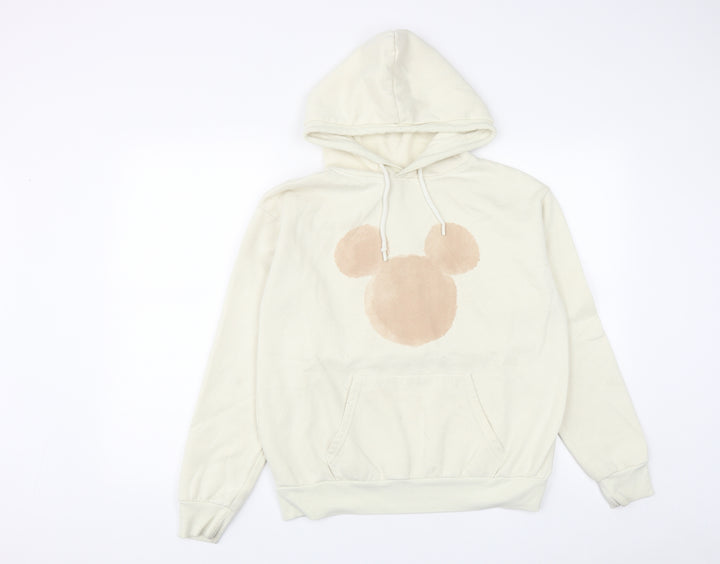Disney Womens Beige Polyester Pullover Hoodie Size S Drawstring - mic
