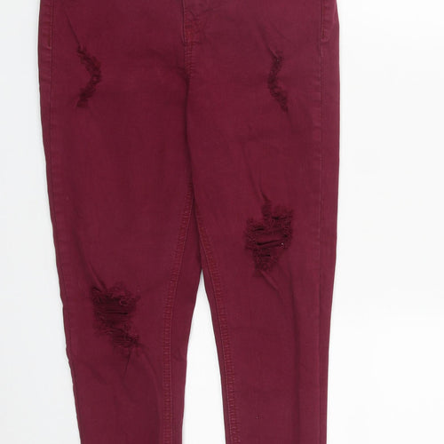 Primark Womens Red  Cotton Straight Jeans Size 8 L25 in Regular Zip