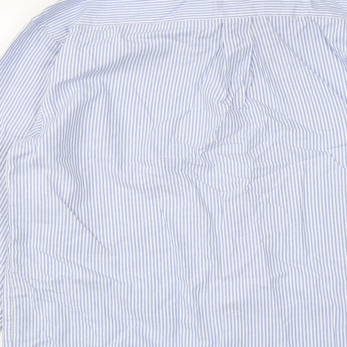 Dunnes Mens Blue Striped Cotton  Button-Up Size L Collared Button