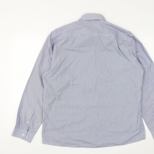 Taylor & Wright Mens Blue Striped Cotton  Button-Up Size 17 Collared Button