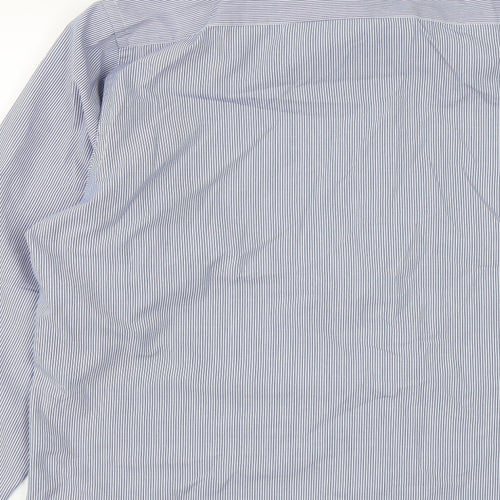 Taylor & Wright Mens Blue Striped Cotton  Button-Up Size 17 Collared Button