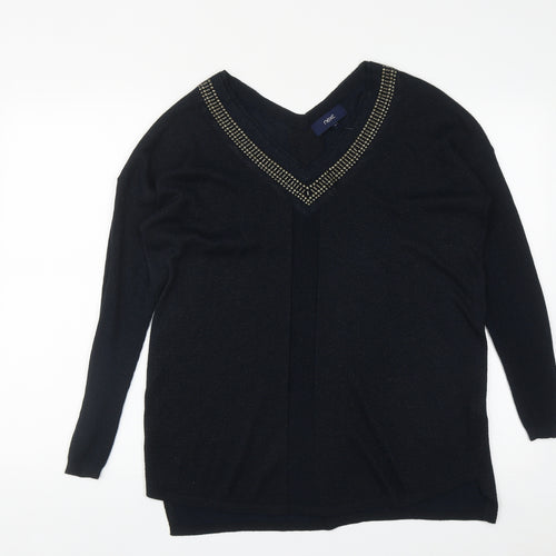 NEXT Womens Blue V-Neck  Polyester Pullover Jumper Size 12
