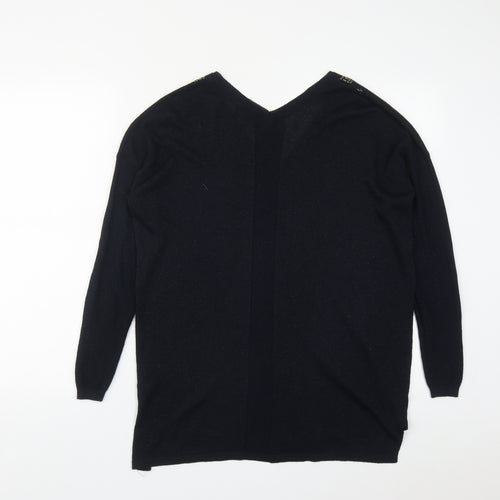 NEXT Womens Blue V-Neck  Polyester Pullover Jumper Size 12
