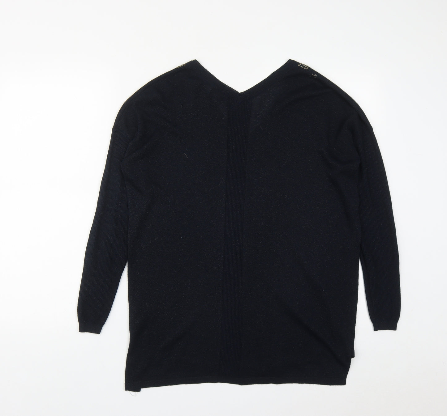 NEXT Womens Blue V-Neck  Polyester Pullover Jumper Size 12