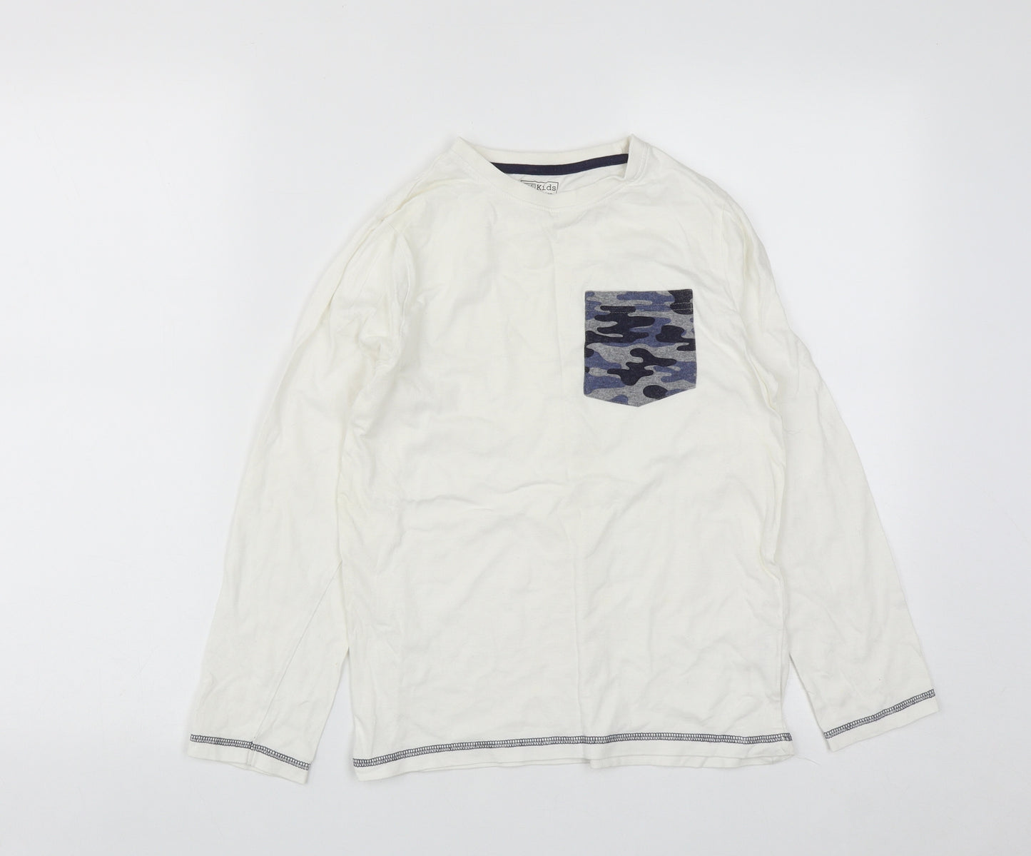 F&F Boys White Camouflage Cotton Basic T-Shirt Size 10-11 Years Round Neck