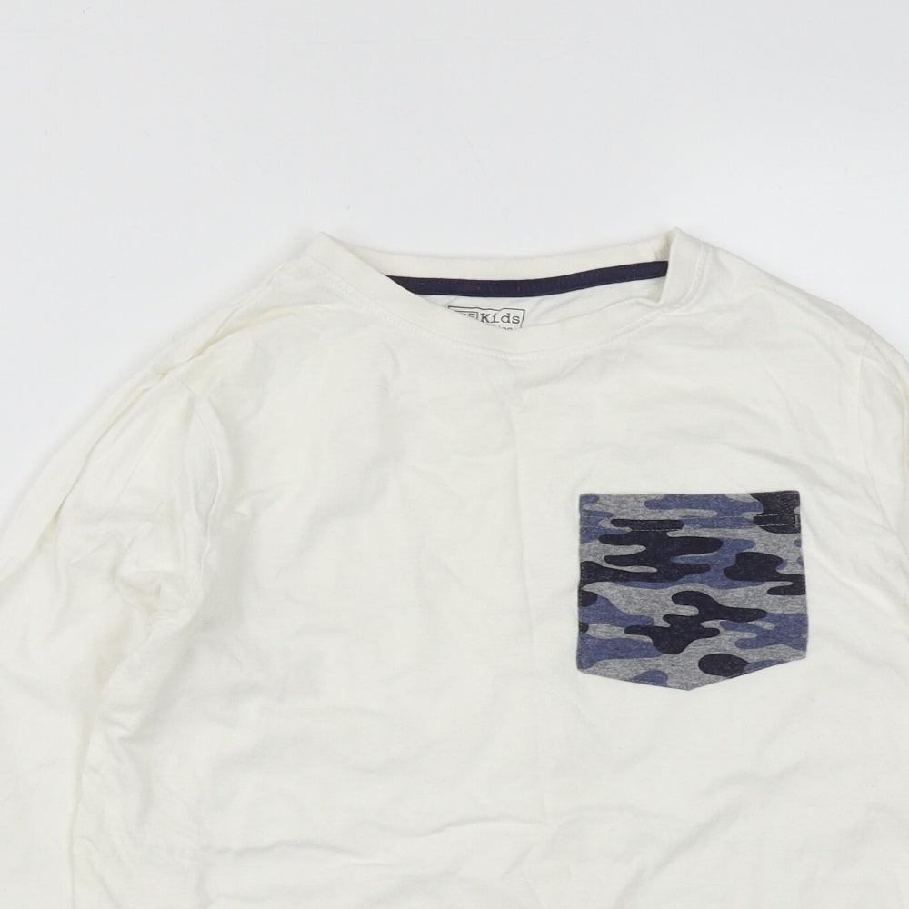 F&F Boys White Camouflage Cotton Basic T-Shirt Size 10-11 Years Round Neck