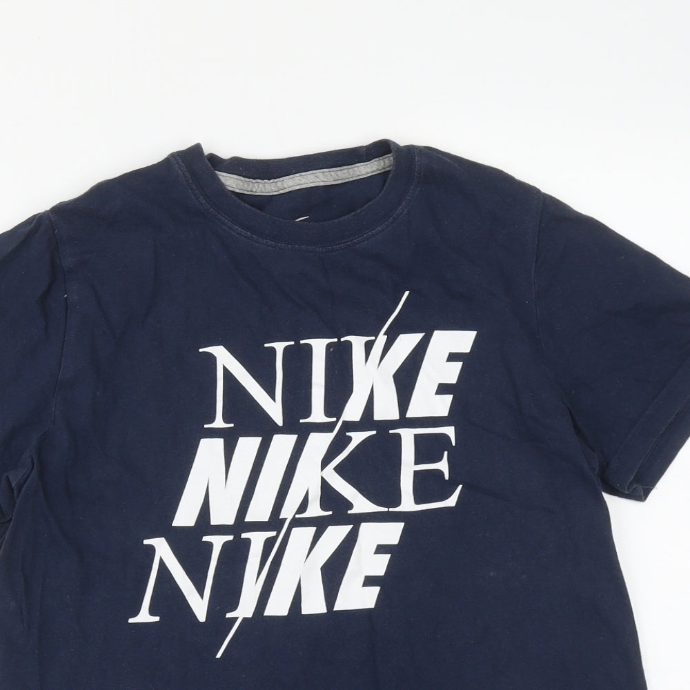Nike Boys Blue  Cotton Basic T-Shirt Size 12-13 Years Round Neck