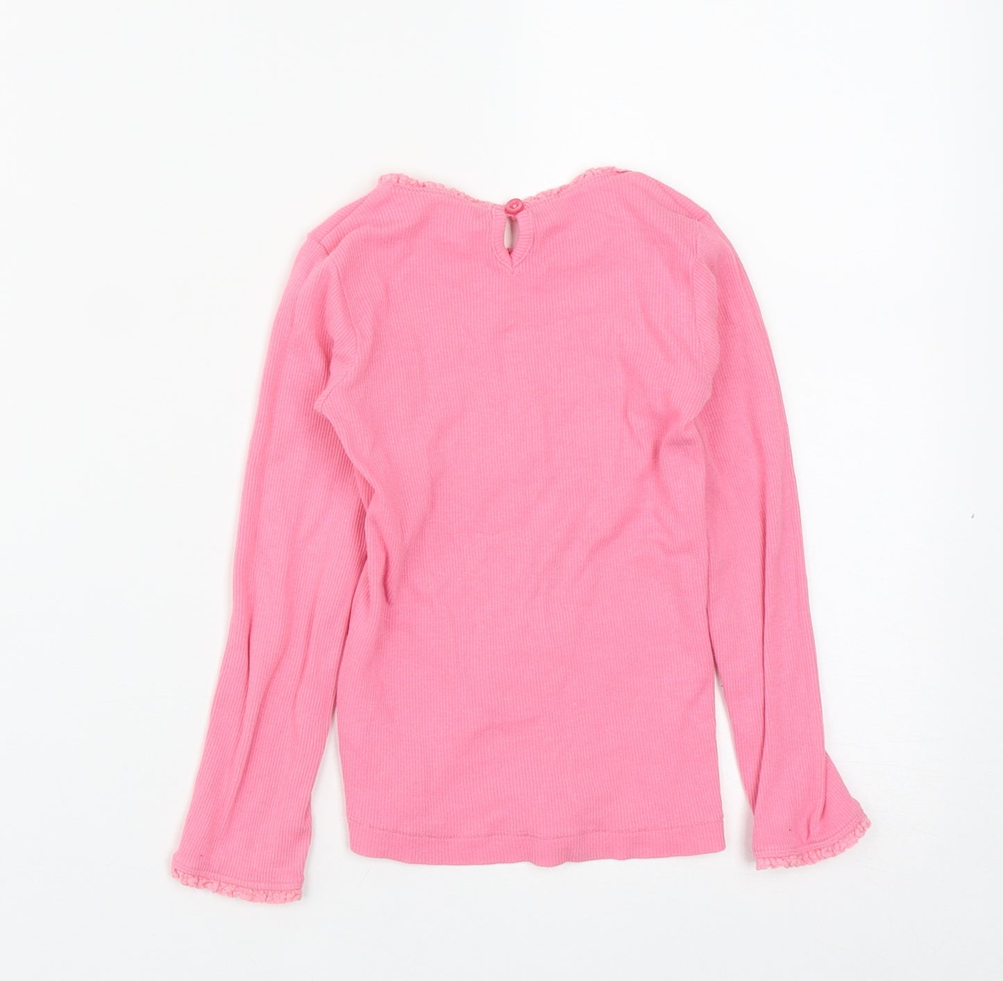 Dunnes Girls Pink  Cotton Basic T-Shirt Size 3-4 Years Round Neck Button