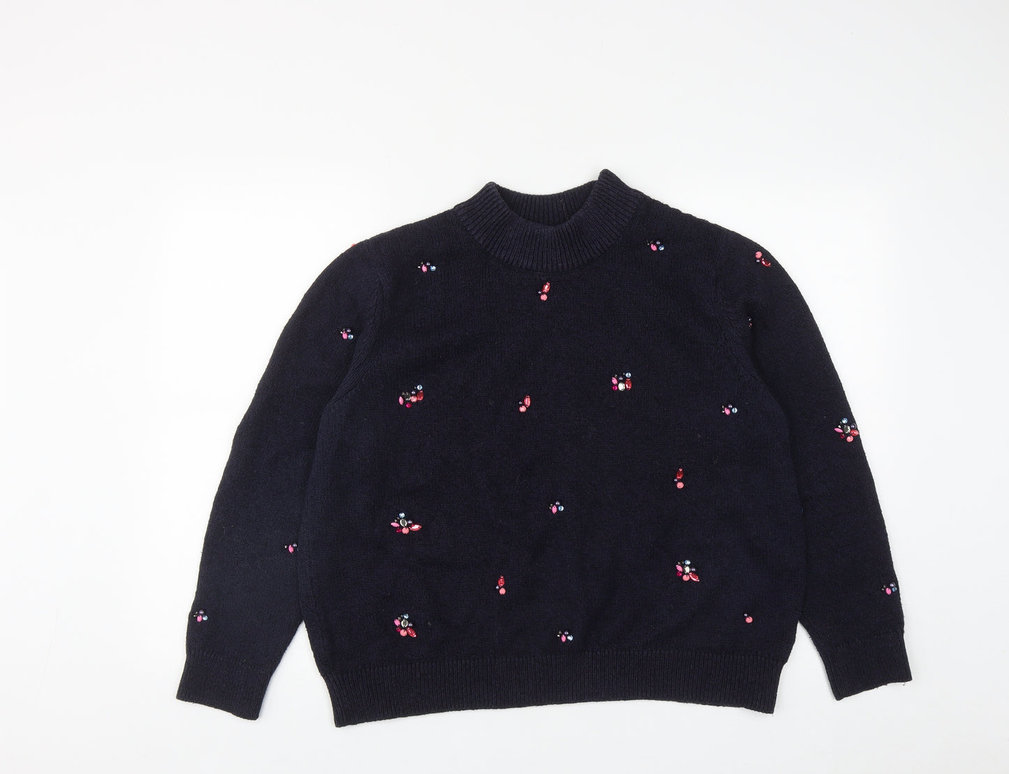 Marks and Spencer Mens Blue Round Neck  Acrylic Pullover Jumper