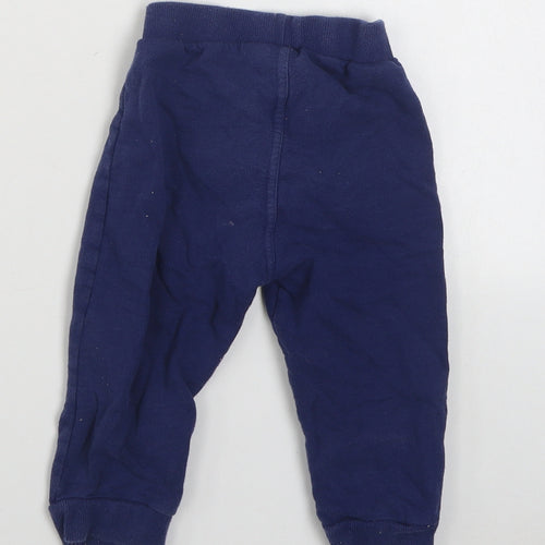 Bluezoo Boys Blue  Cotton Jogger Trousers Size 12-18 Months