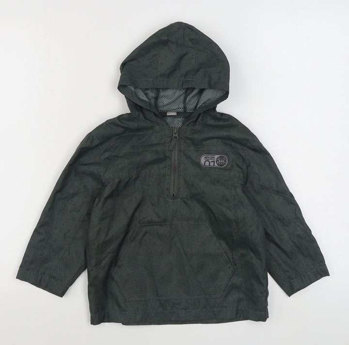 TU Boys Green Geometric Rain Coat Coat Size 3 Years Zip