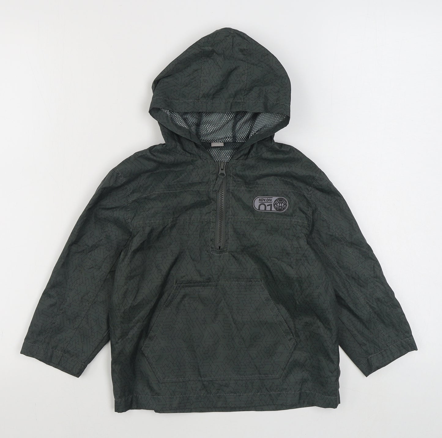 TU Boys Green Geometric  Rain Coat Coat Size 3 Years  Zip