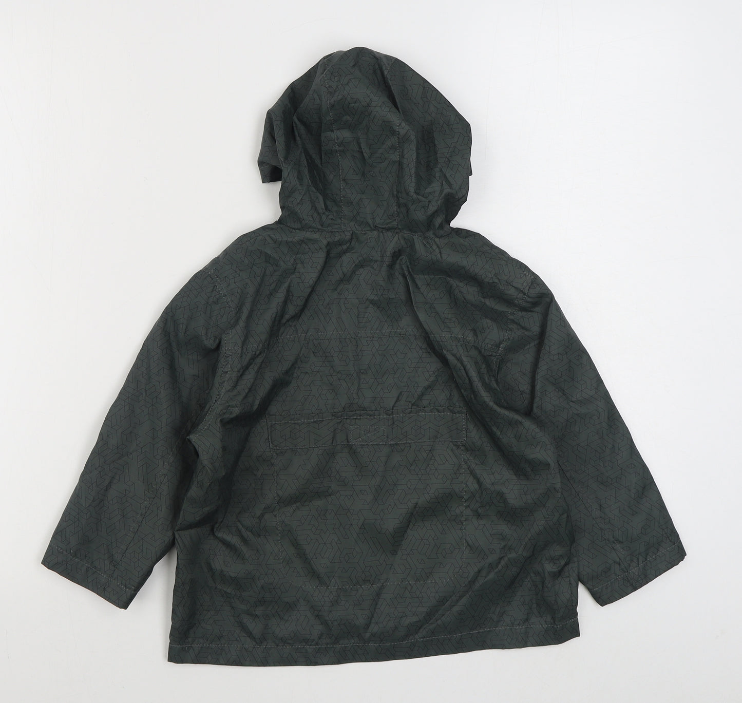 TU Boys Green Geometric  Rain Coat Coat Size 3 Years  Zip