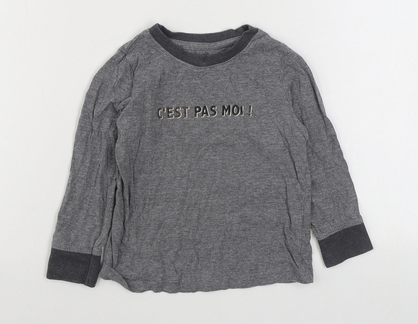 Confiance Textiles Boys Grey  Cotton Basic T-Shirt Size 5 Years Round Neck Pullover