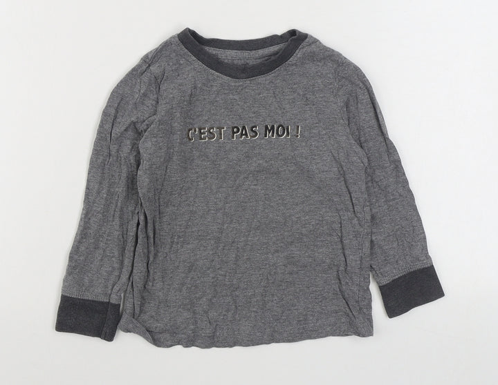 Confiance Textiles Boys Grey  Cotton Basic T-Shirt Size 5 Years Round Neck Pullover