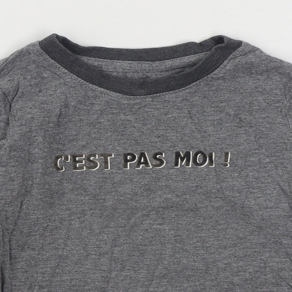 Confiance Textiles Boys Grey  Cotton Basic T-Shirt Size 5 Years Round Neck Pullover