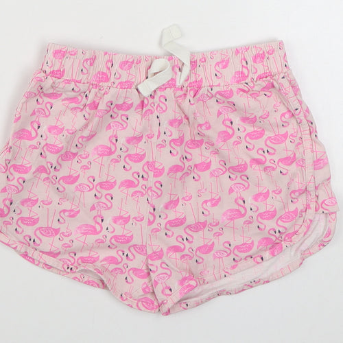 Dunnes Stores Girls Pink Geometric Cotton Sweat Shorts Size 10-11 Years  Regular Tie