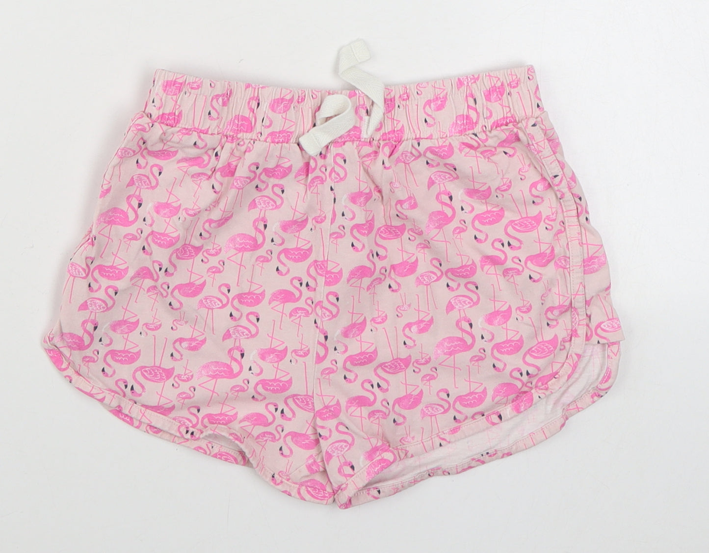Dunnes Stores Girls Pink Geometric Cotton Sweat Shorts Size 10-11 Years  Regular Tie