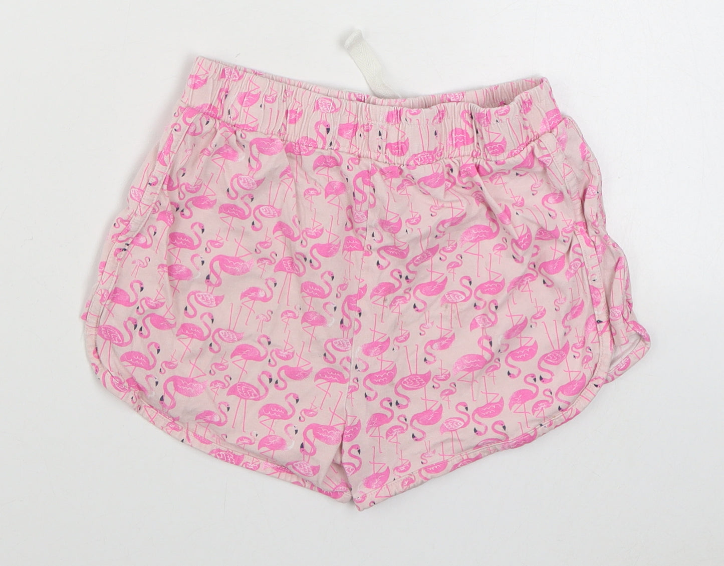 Dunnes Stores Girls Pink Geometric Cotton Sweat Shorts Size 10-11 Years  Regular Tie