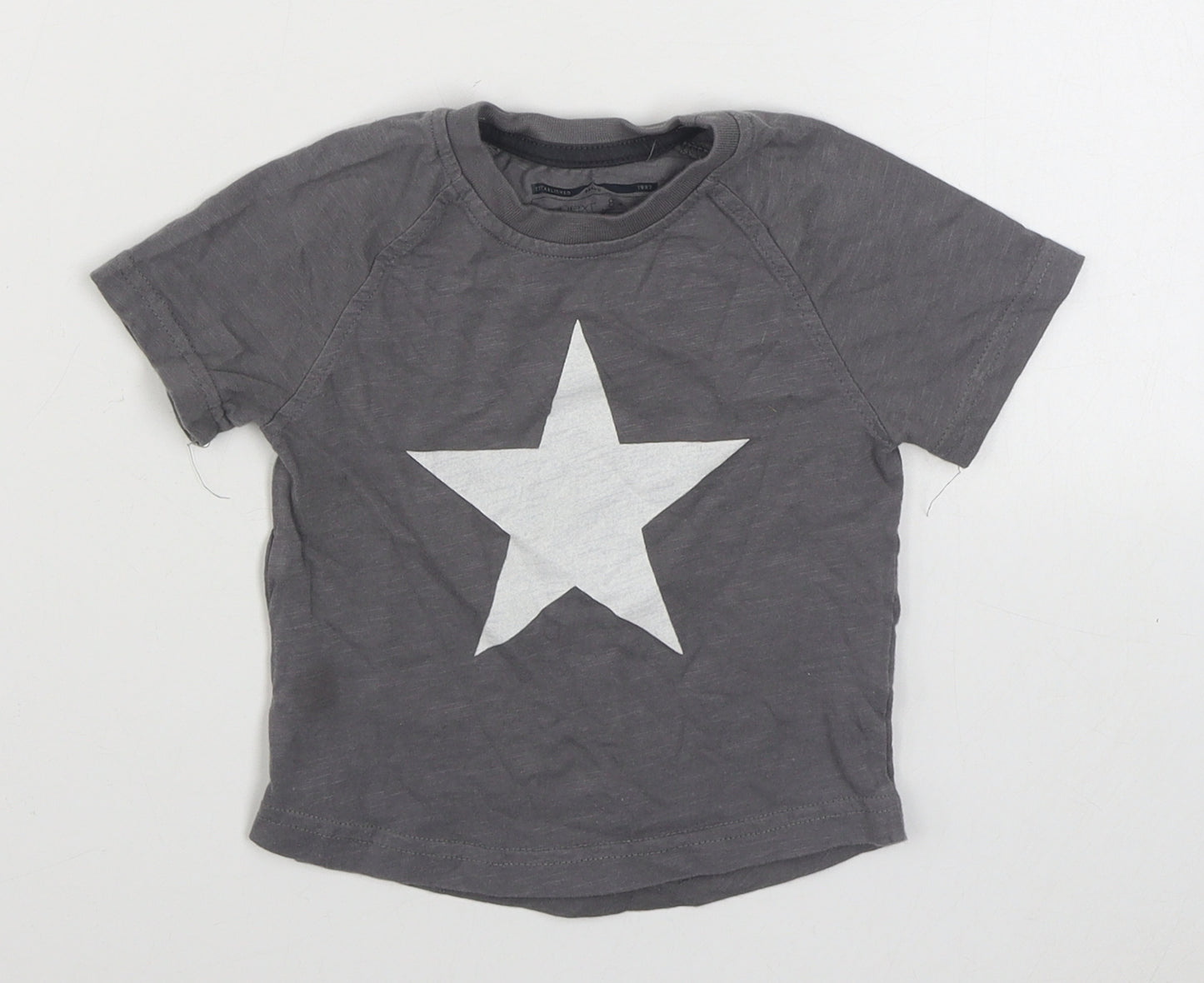 NEXT Baby Grey  100% Cotton Basic T-Shirt Size 6-9 Months Round Neck Pullover