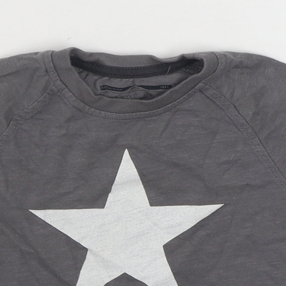 NEXT Baby Grey  100% Cotton Basic T-Shirt Size 6-9 Months Round Neck Pullover