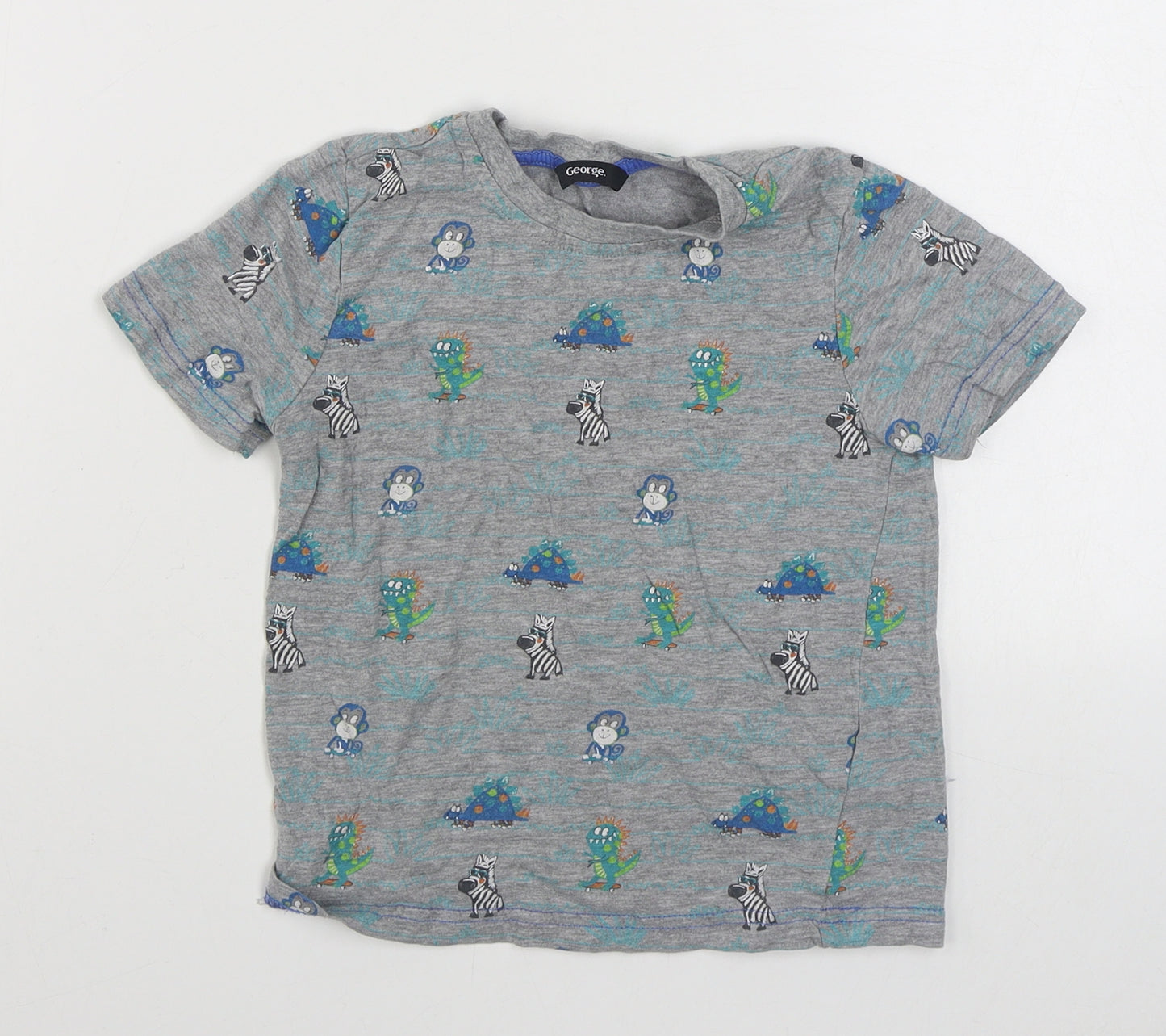 George Boys Gold Geometric Cotton Basic T-Shirt Size 3-4 Years Round Neck Pullover