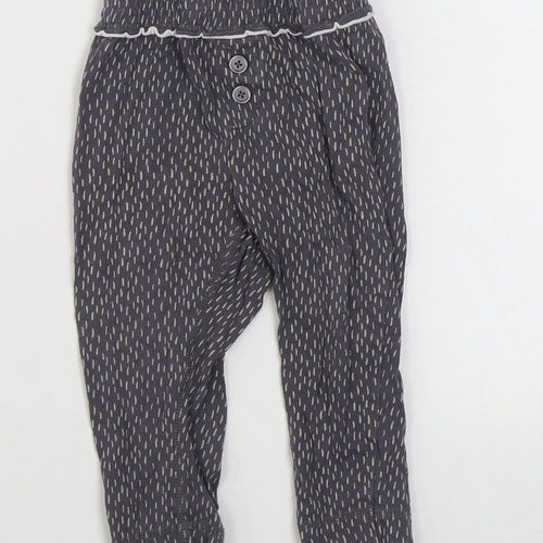 La Redoute Girls Grey Geometric Cotton Jogger Trousers Size 24 Months