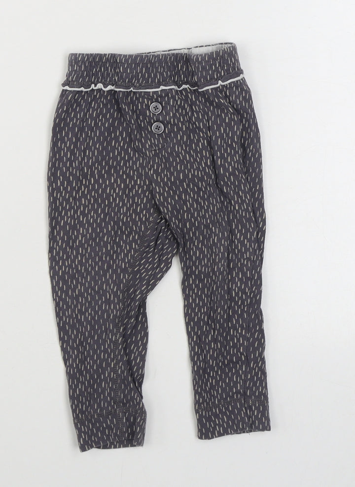 La Redoute Girls Grey Geometric Cotton Jogger Trousers Size 24 Months