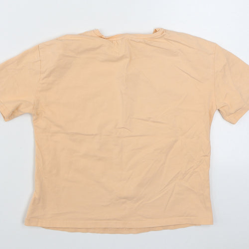 SheIn Girls Orange  Cotton Basic T-Shirt Size 11-12 Years Round Neck Pullover