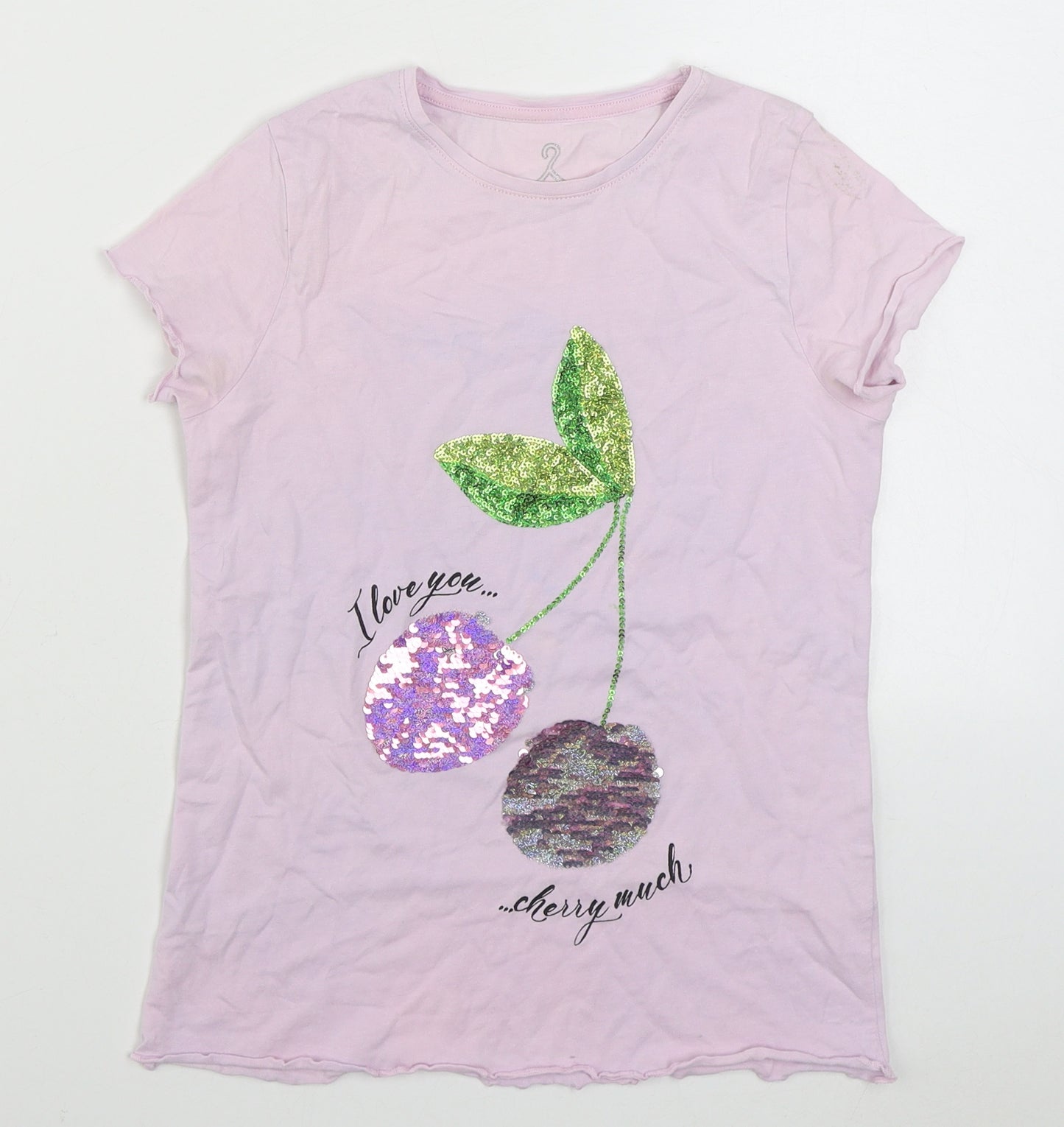 F&F Girls Pink  100% Cotton Basic T-Shirt Size 10-11 Years Round Neck Pullover