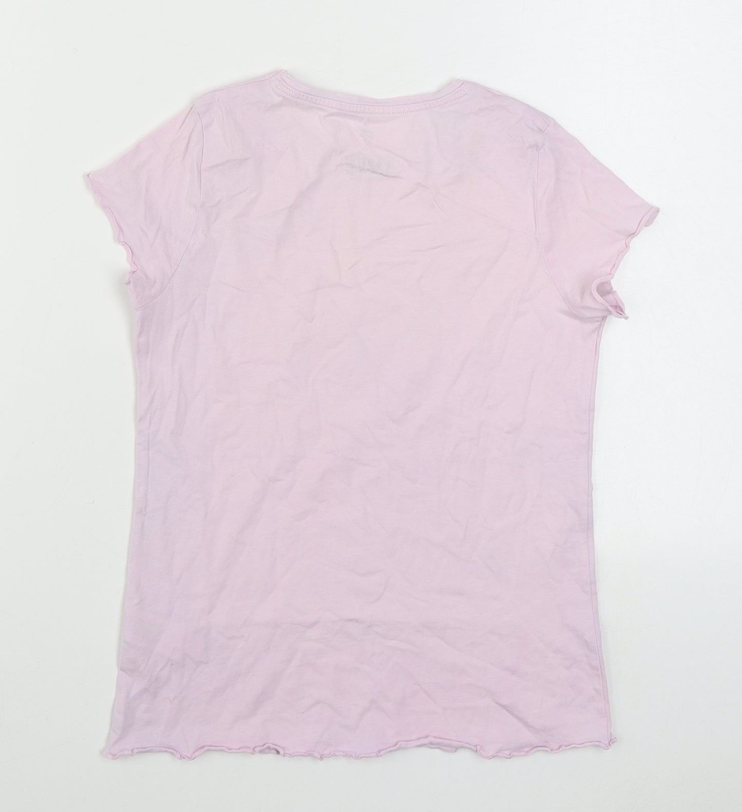 F&F Girls Pink  100% Cotton Basic T-Shirt Size 10-11 Years Round Neck Pullover