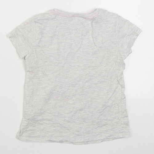 Pep&Co Girls Grey  Cotton Basic T-Shirt Size 7-8 Years Round Neck Pullover