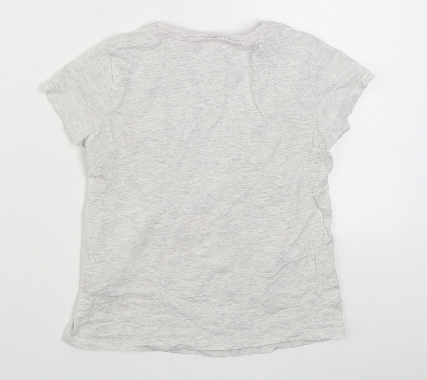 Pep&Co Girls Grey  Cotton Basic T-Shirt Size 7-8 Years Round Neck Pullover