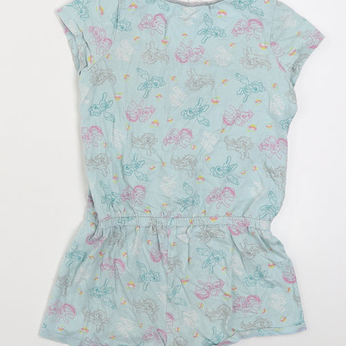 Primark Girls Blue Geometric 100% Cotton Romper One-Piece Size 9-10 Years  Button