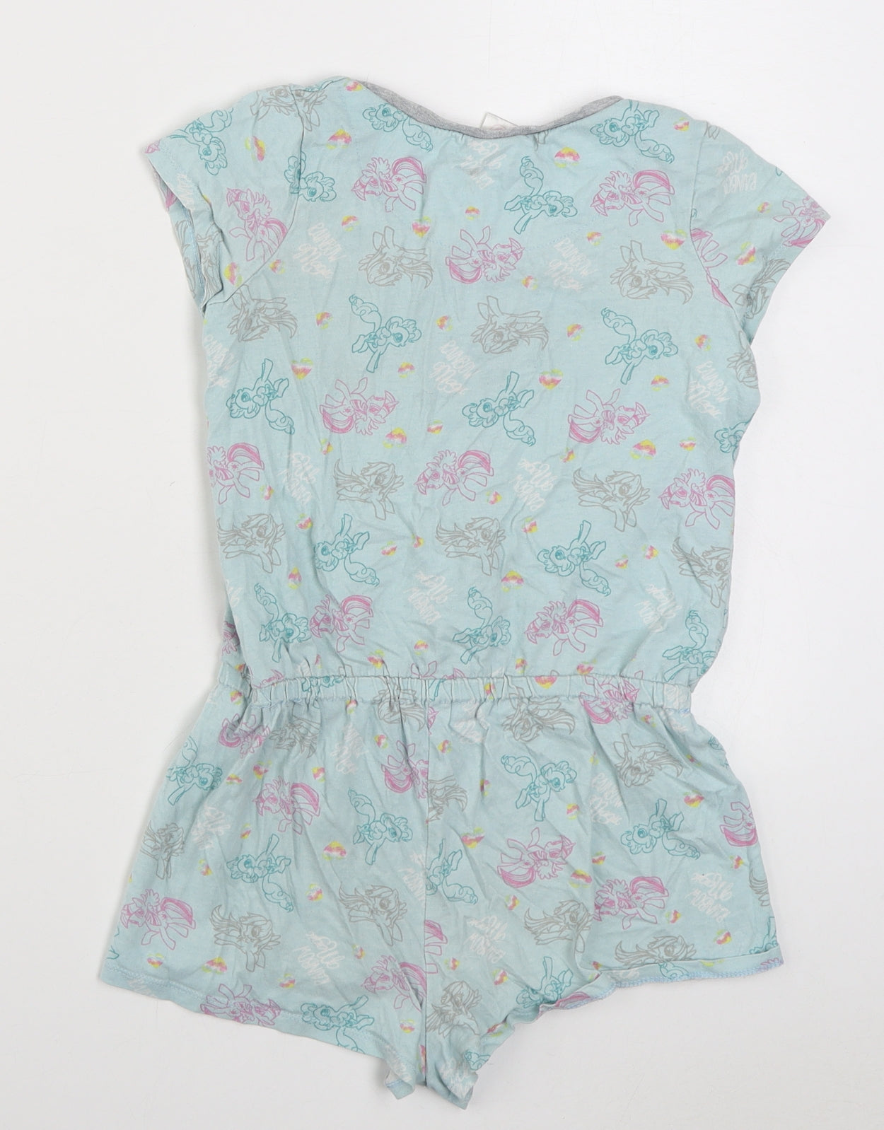 Primark Girls Blue Geometric 100% Cotton Romper One-Piece Size 9-10 Years  Button