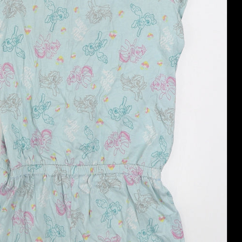 Primark Girls Blue Geometric 100% Cotton Romper One-Piece Size 9-10 Years  Button