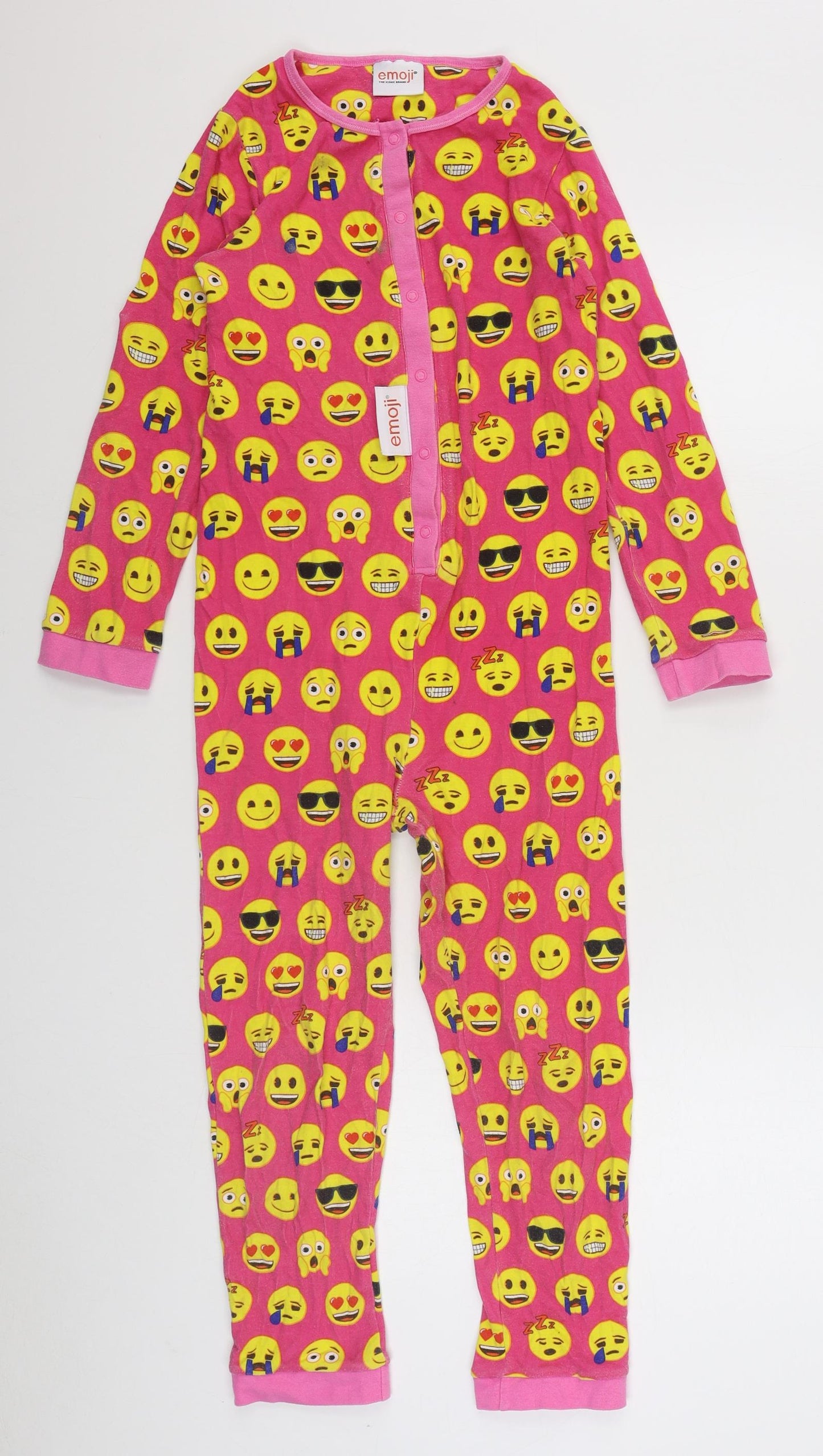 George Girls Pink Geometric 100% Cotton Top One Piece Size 10-11 Years  Button - EMOJI Onesie