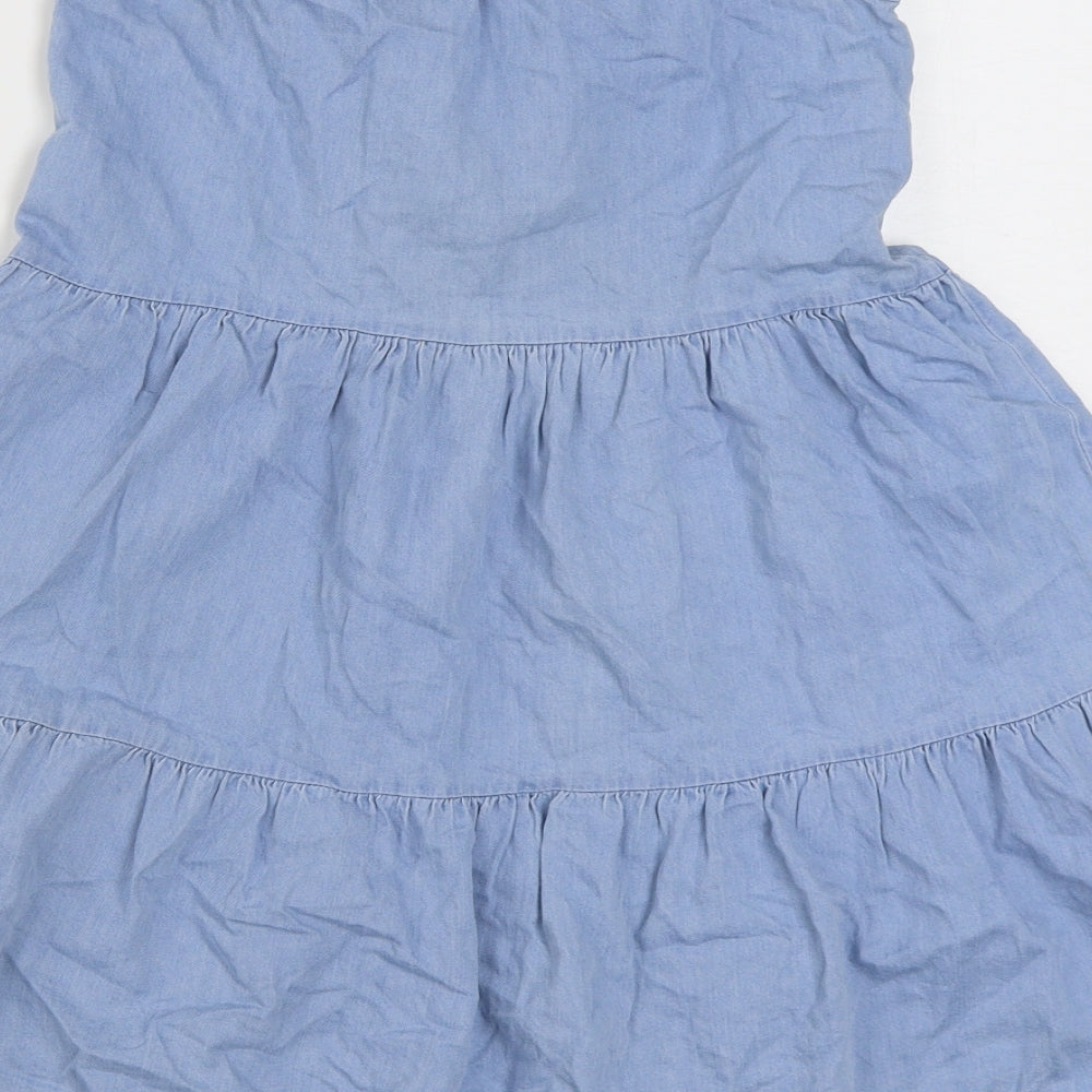 Matalan Girls Blue  100% Cotton Trapeze & Swing  Size 8 Years  Square Neck Pullover